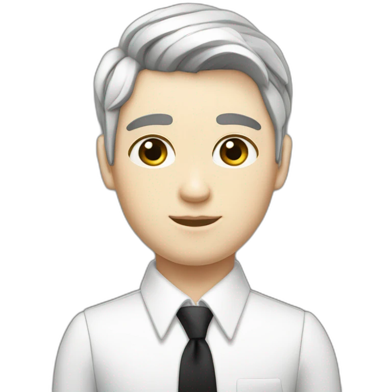 androgynous white boy bang black hair white short black tie emoji