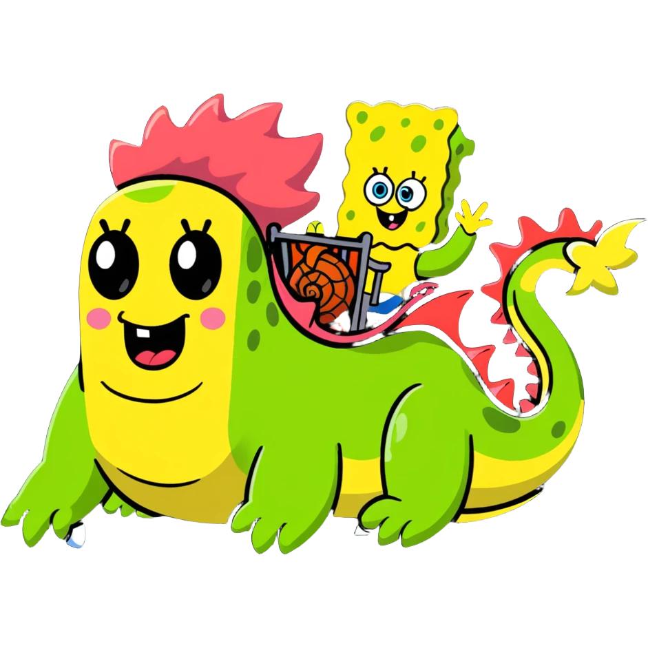 Spongebob riding a dragon emoji