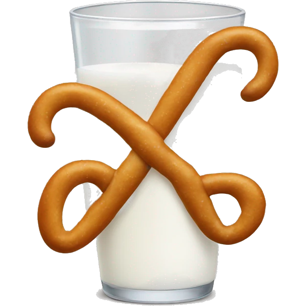 A glass of milk with a pretzel emoji