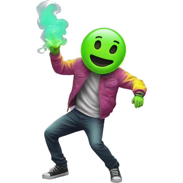 Rave party dancing neon smoking emoji