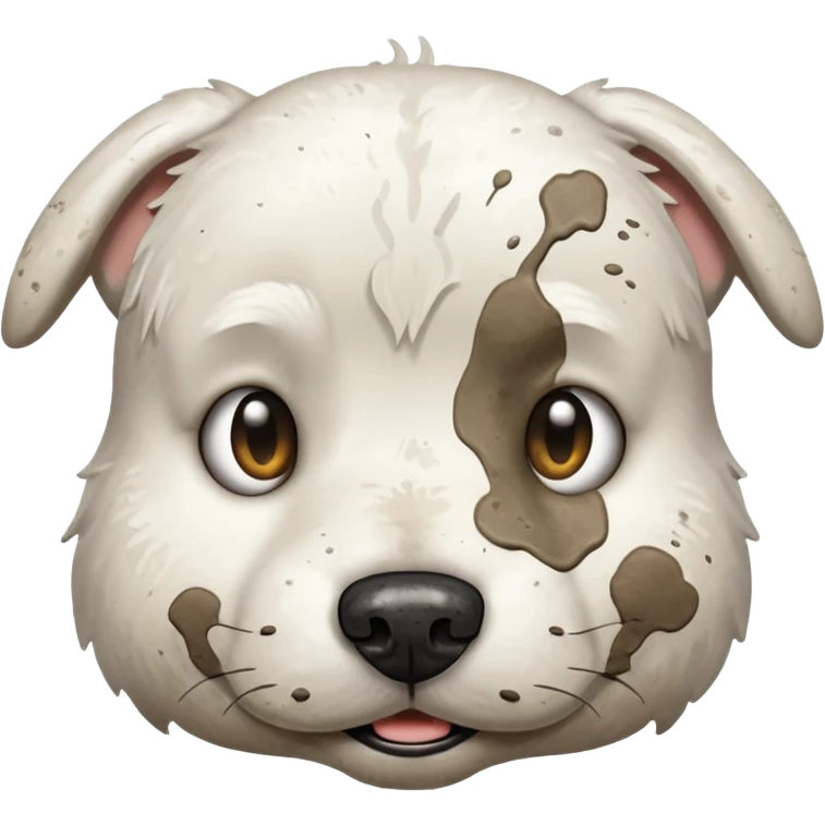 very dirty white dog face  emoji