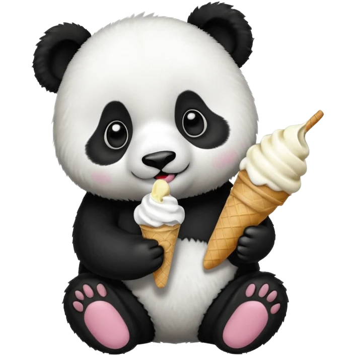 Panda eating ice cream emoji
