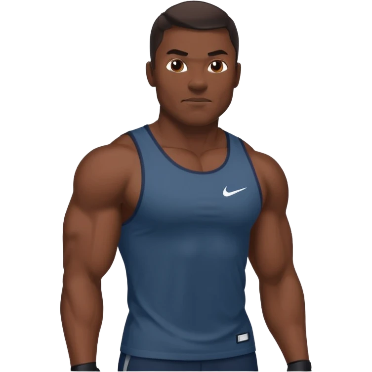 Muscle man with dark hair and darker skin , wearing shirt nike emoji