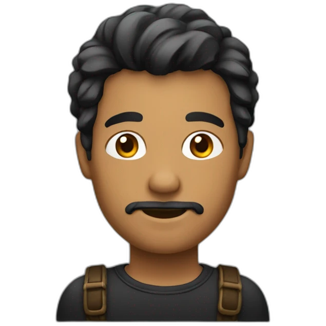 Homme bronzé avec des cheveux noir emoji
