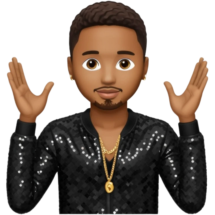 Trey Songz with dark brown hair, black sequin outfit emoji