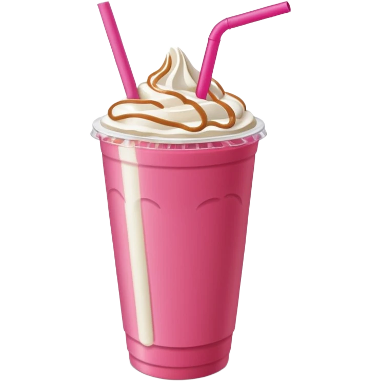 strawberry biscoff drink with lid and straw without face emoji