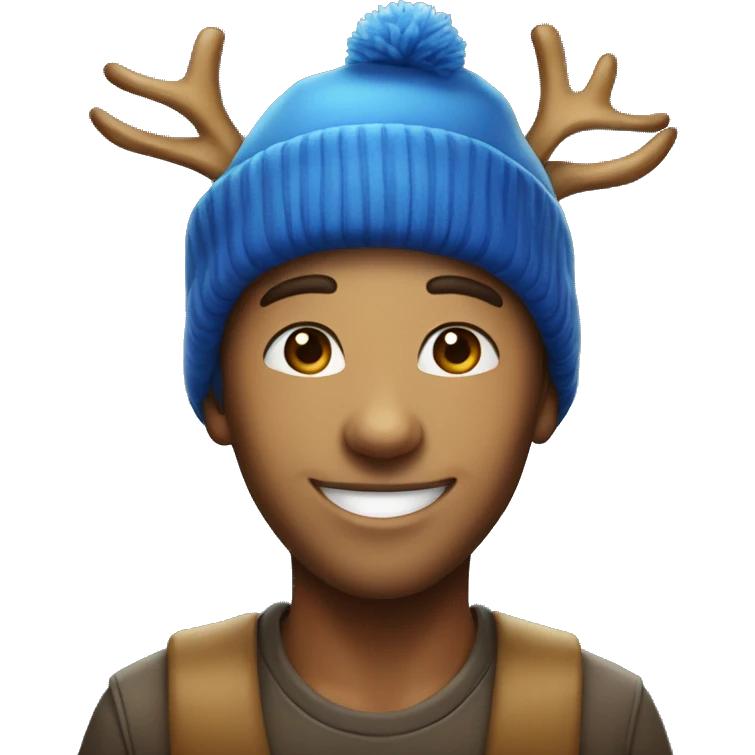 Deer human with blue hat smiling emoji