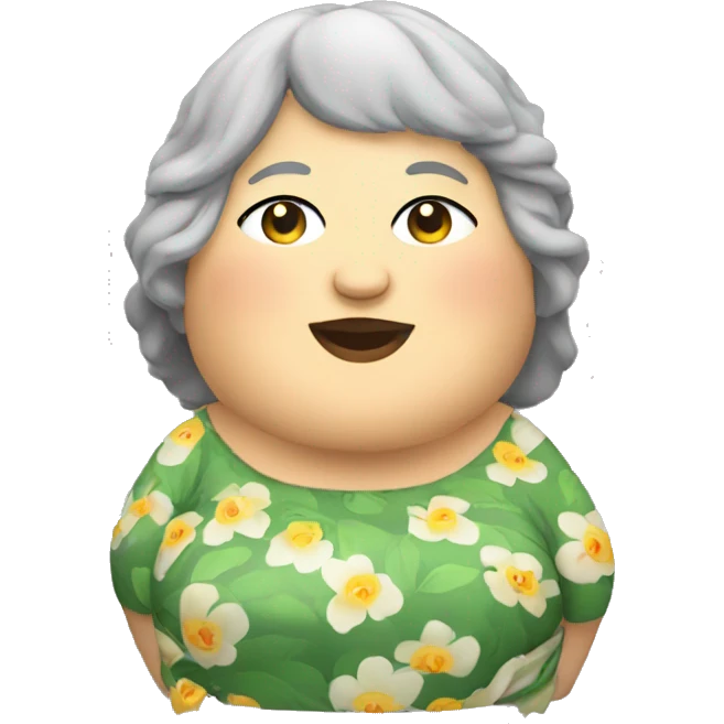 fat lady wearing a mumu, very short gray hair, in a swamp emoji