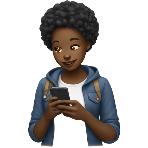 Black girl texting emoji