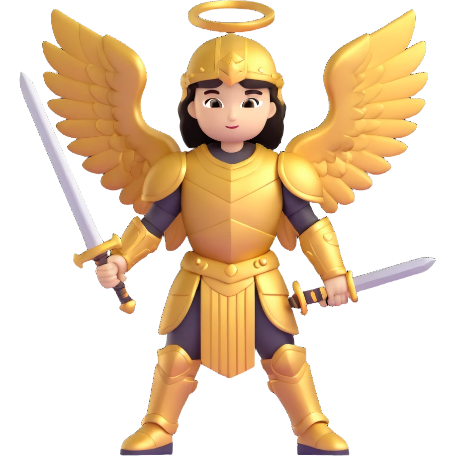 warrior angel with sword and golden armor emoji