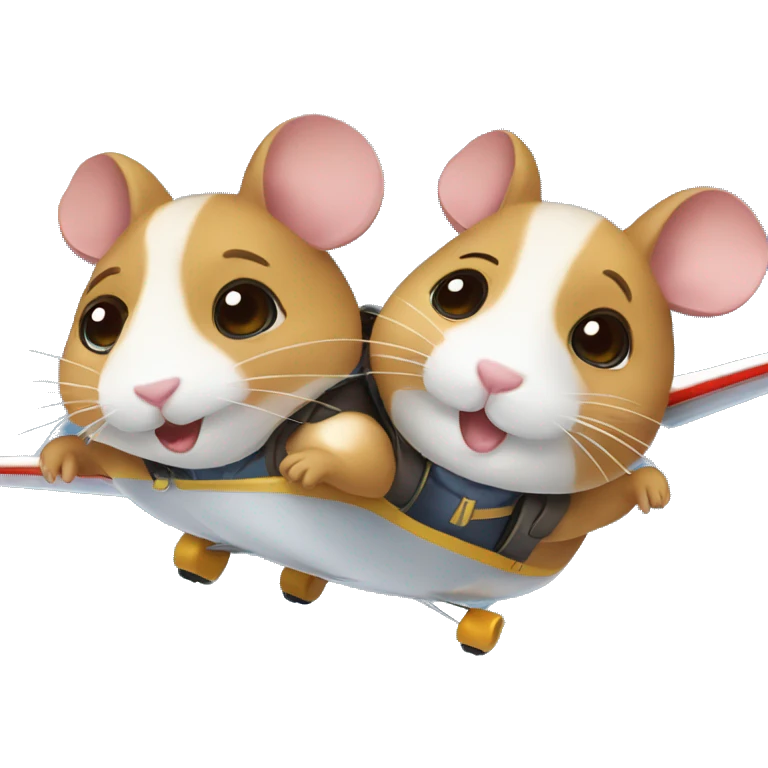 Two hamsters flying on plane emoji
