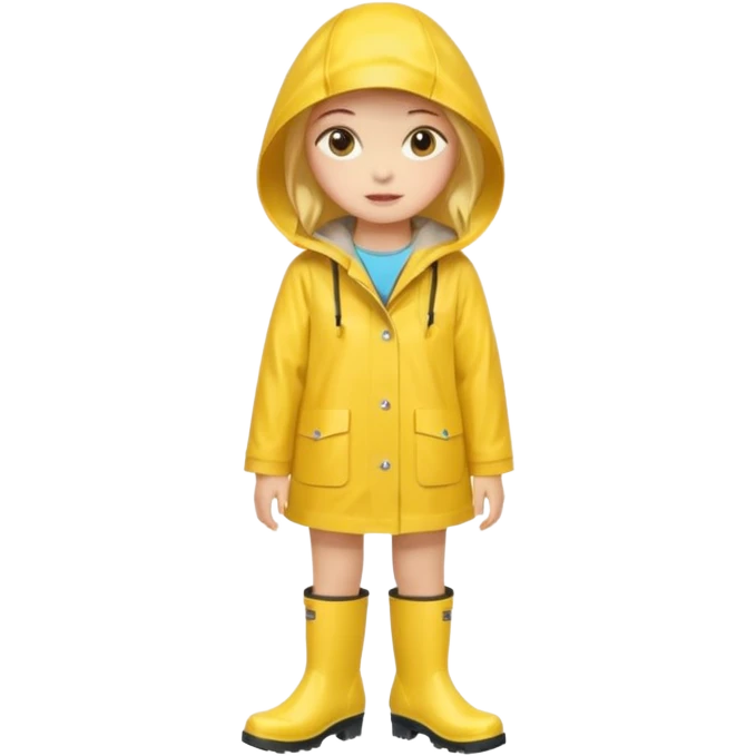 Girl in a yellow raincoat and rain boots emoji