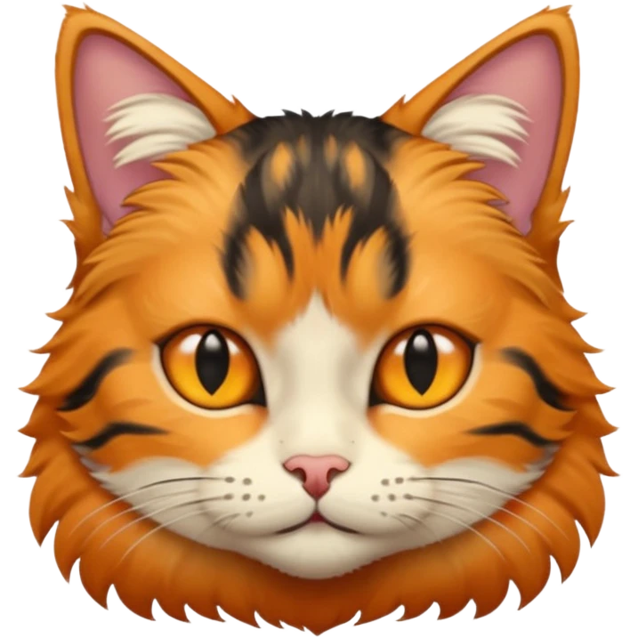 A cat with half its face orange colour and the other half black colour emoji