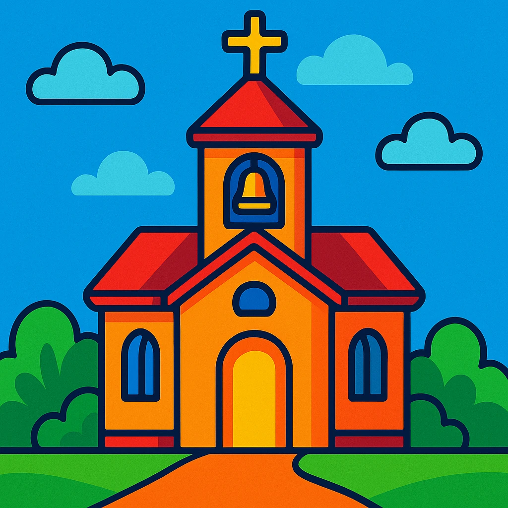 church icon, vibrant toon style emoji