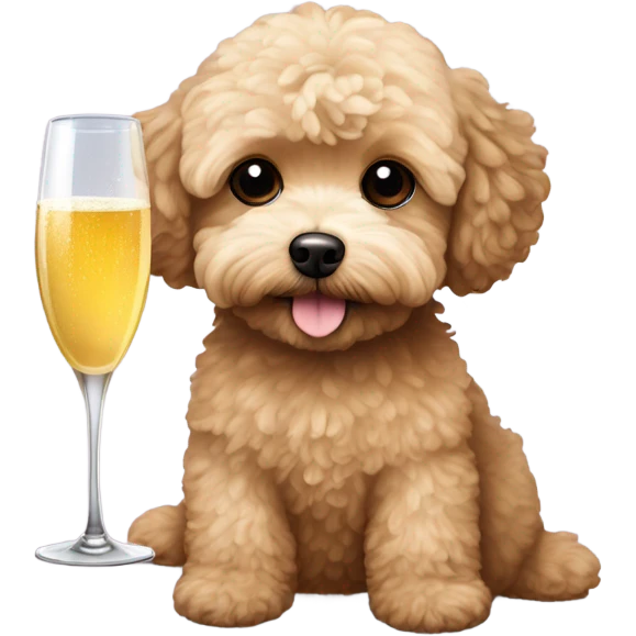 Brown maltipoo with Prosecco  emoji