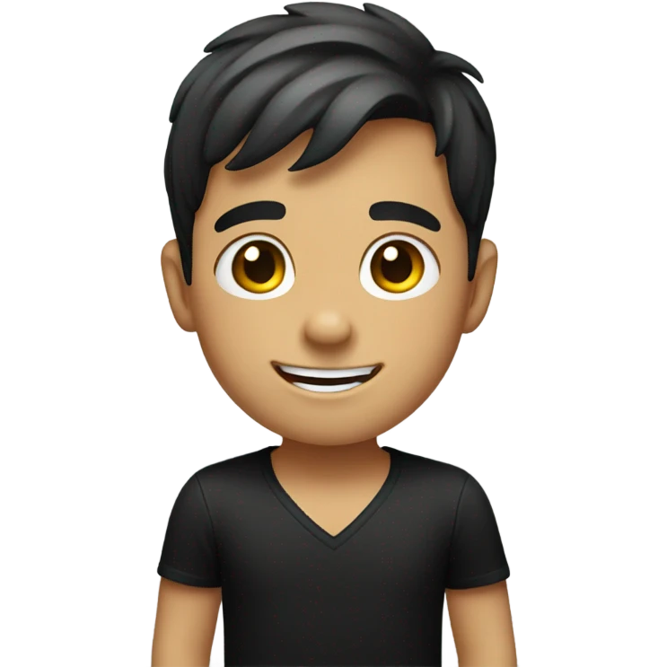 smiling boy in black shirt  emoji