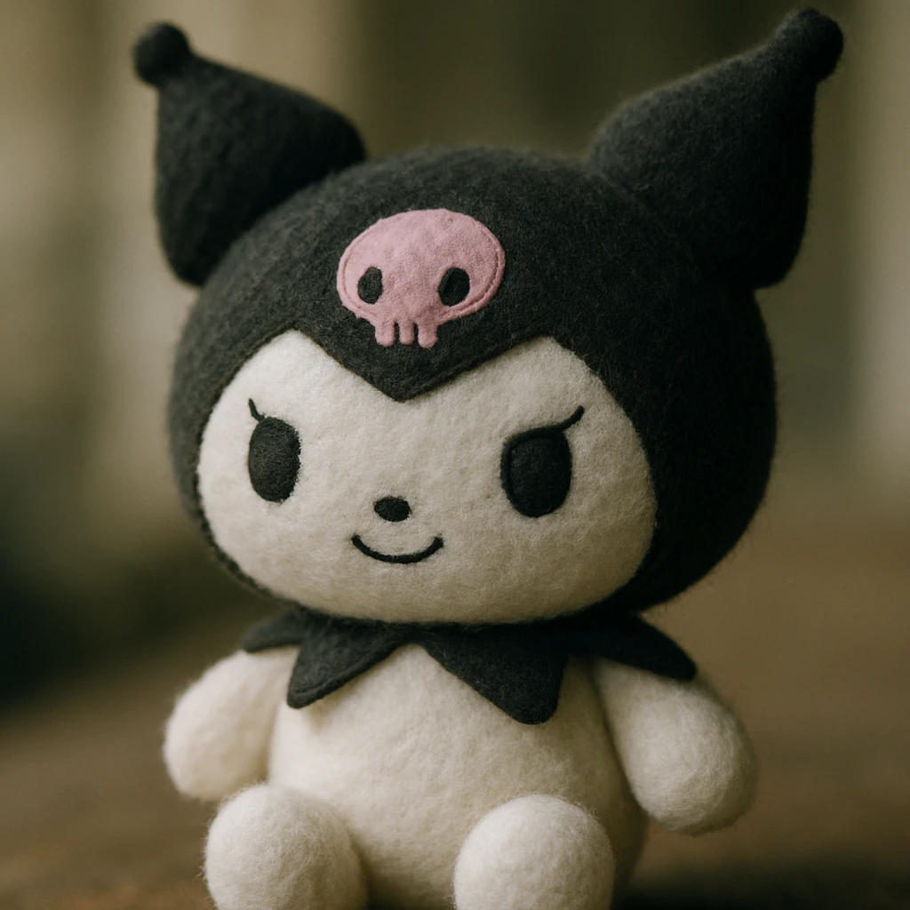 Kuromi character, soft and fluffy, huggable emoji