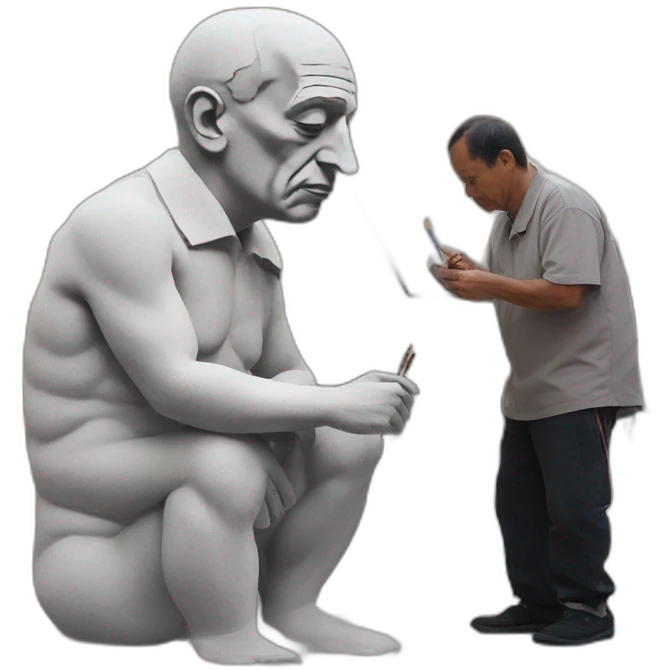 Pablo Picasso pintando en unanplaza emoji