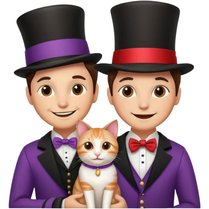 magician couple and their pet cat emoji