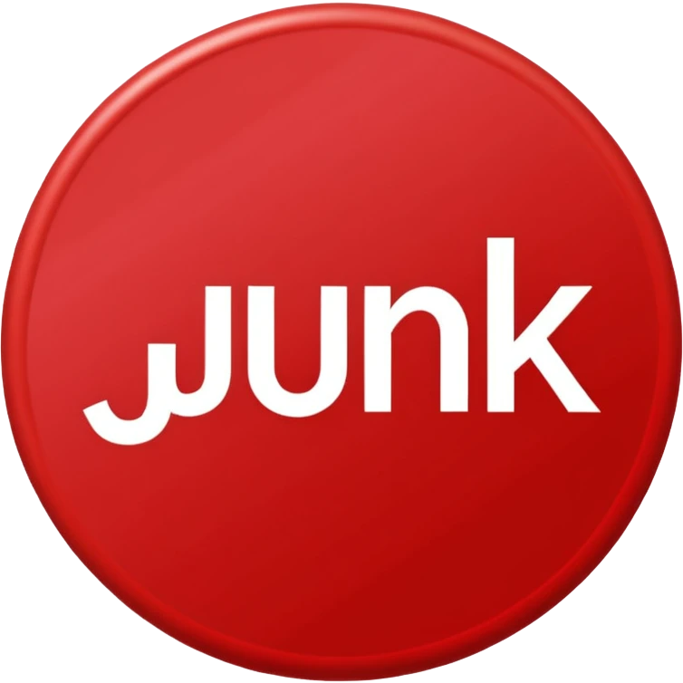 create a emoji that has the word "Junk" in a red circle with a line through it - this means "No junk" Make sure the word is readable through the red line emoji