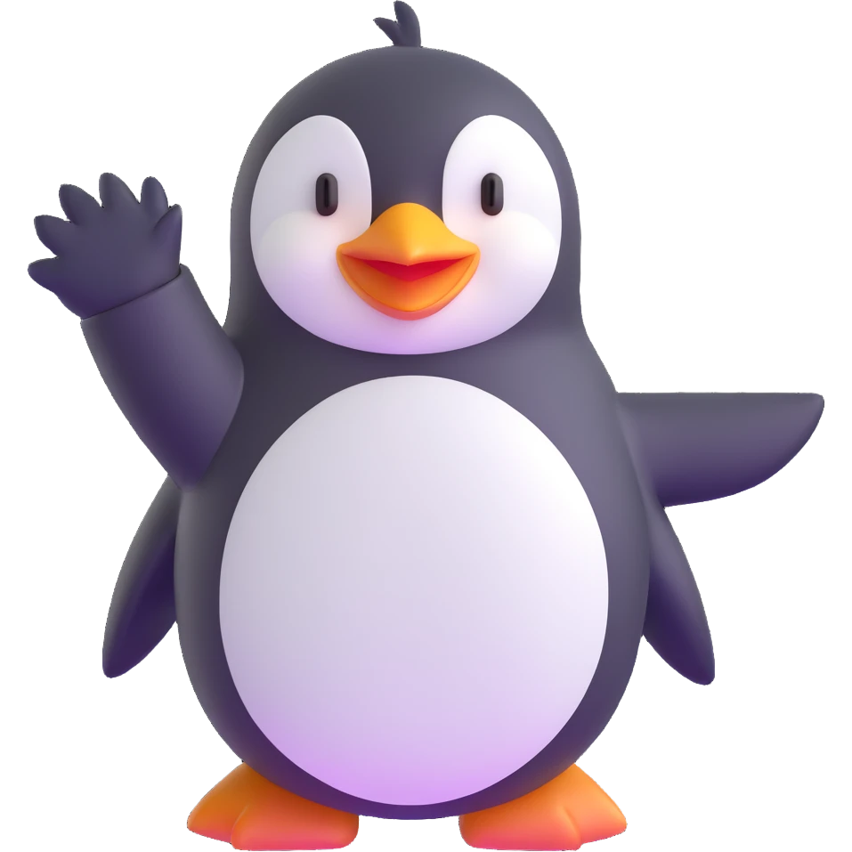 happy penguin waving emoji