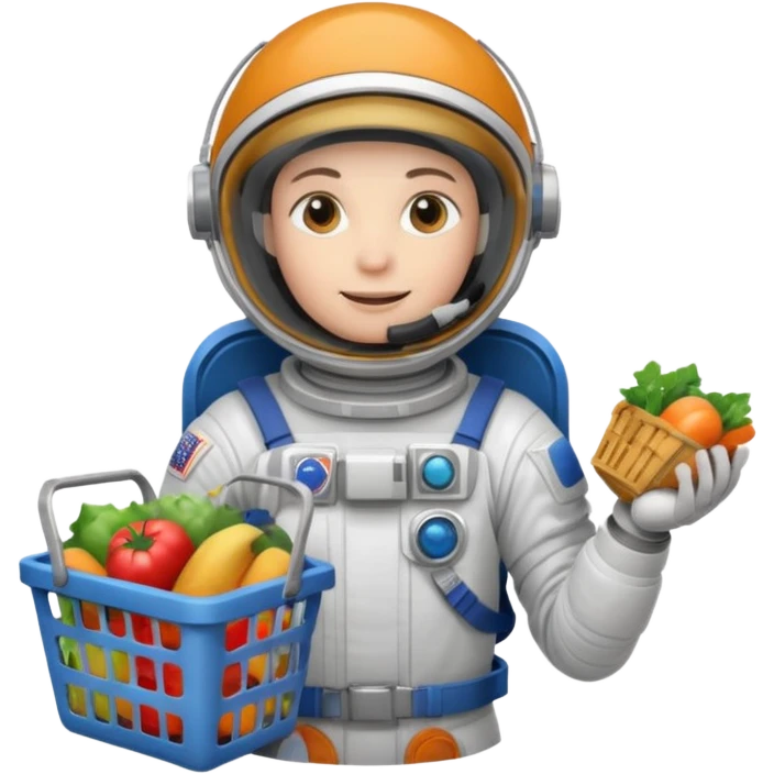 astronauta con canasta para hacer compras vacía emoji