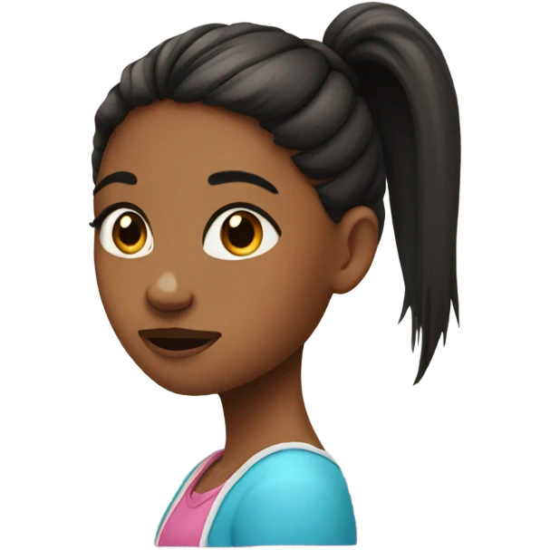 Girl on the side with a high ponytail and a mole on her cheek emoji