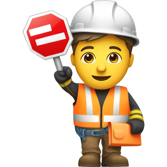 construction worker hlding stop sign emoji