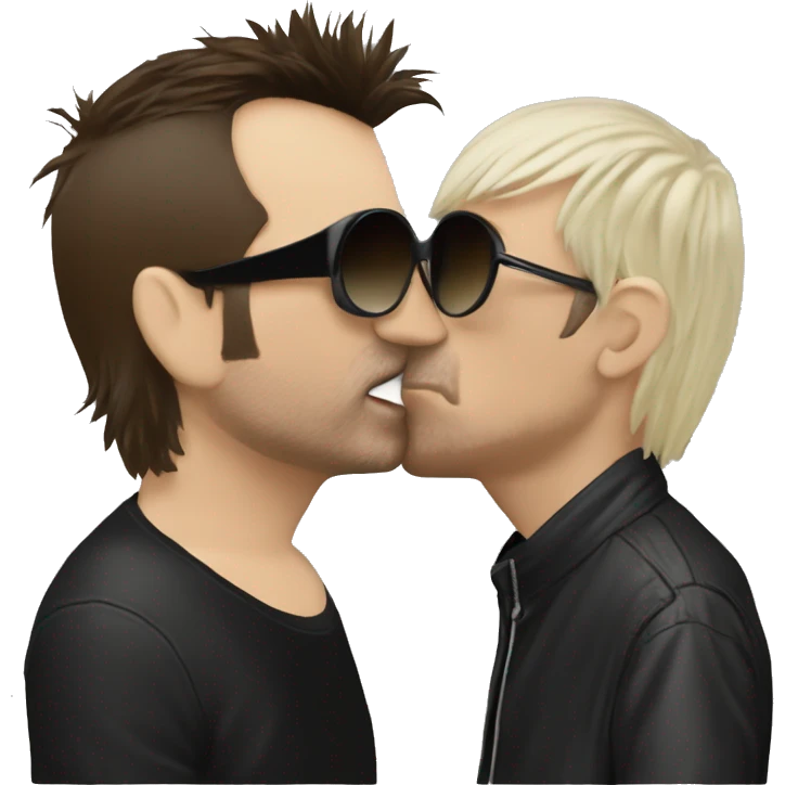 Bono from u2 kissing Liam Gallagher from Oasis emoji