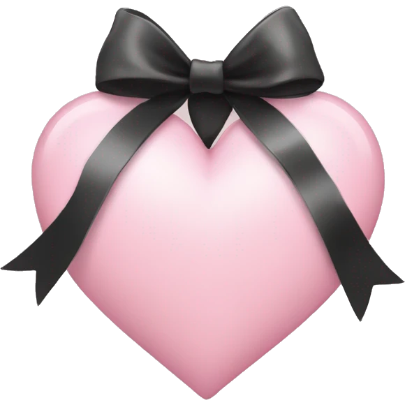light pink heart with a black bow  emoji
