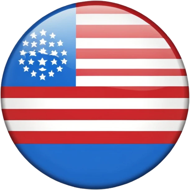 red, white, and blue striped flag, circular badge, emoji style emoji