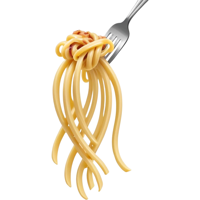 Fork with carbonara spaghetti twirled around it, isolated emoji
