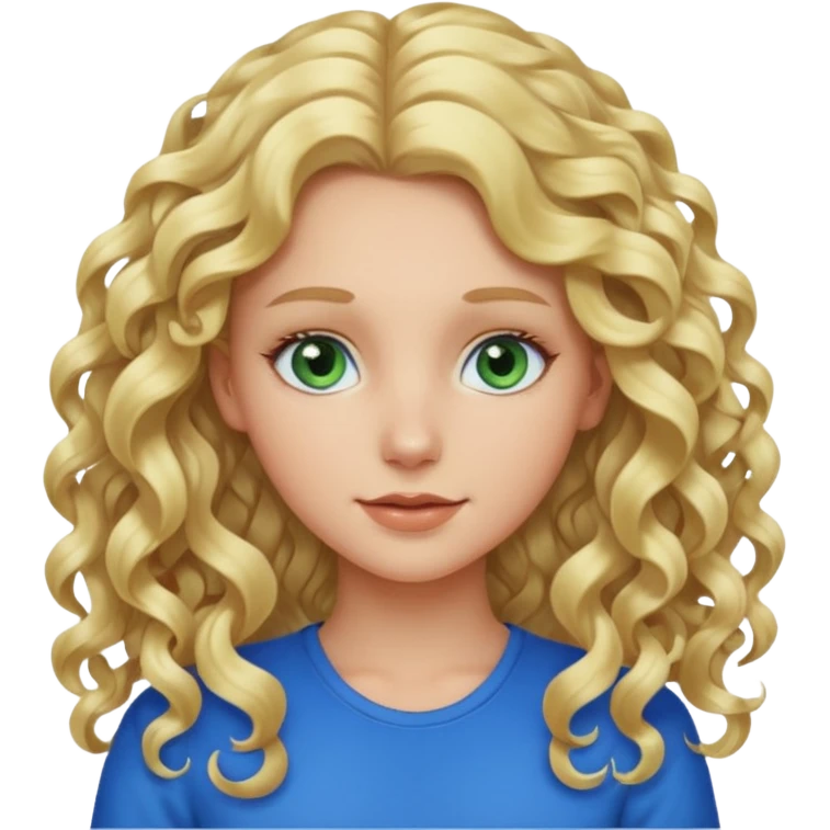 A white girl with long blonde curly hair and blue and green eyes emoji