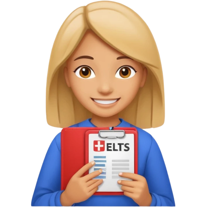 Девушка, которая в руках с результатами IELTS 7.5  emoji