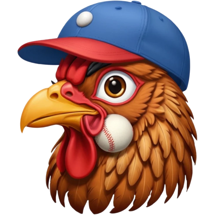 rooster wearing baseball cap emoji