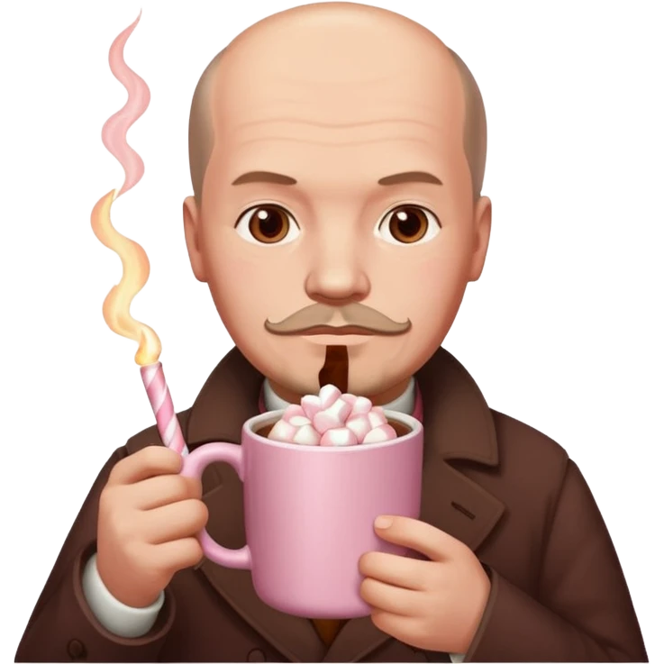 Lenin hold  Light Pink mug of hot chocolate with marshmallows  emoji