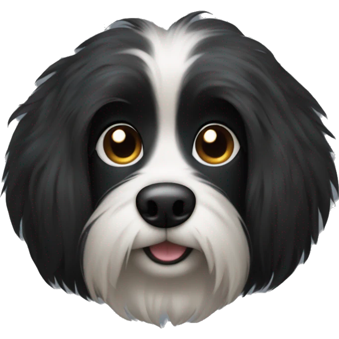 Mini black dog with long fur emoji