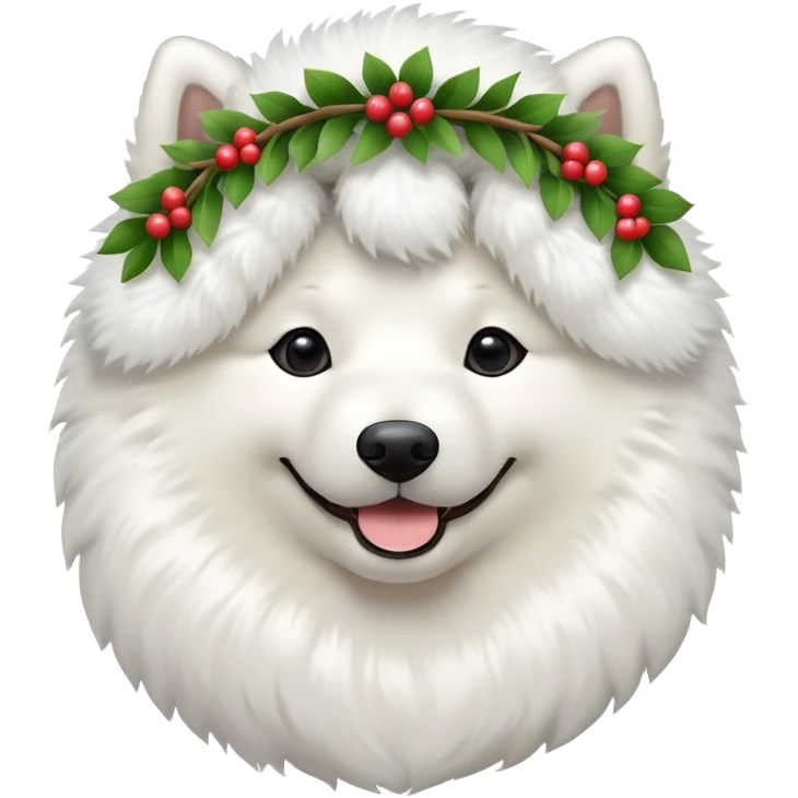 A Samoyed with a wreath on its head emoji