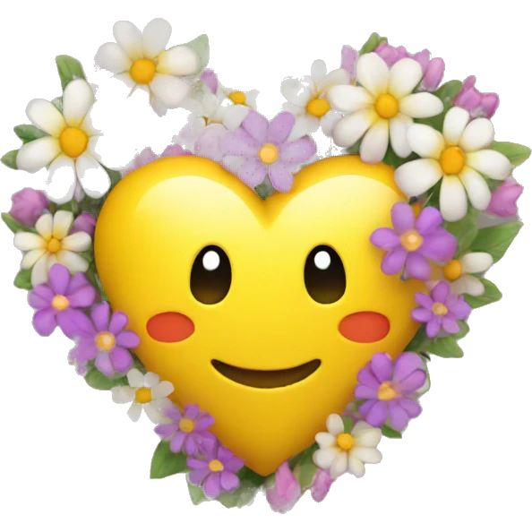 Yellow heart with flowers  emoji