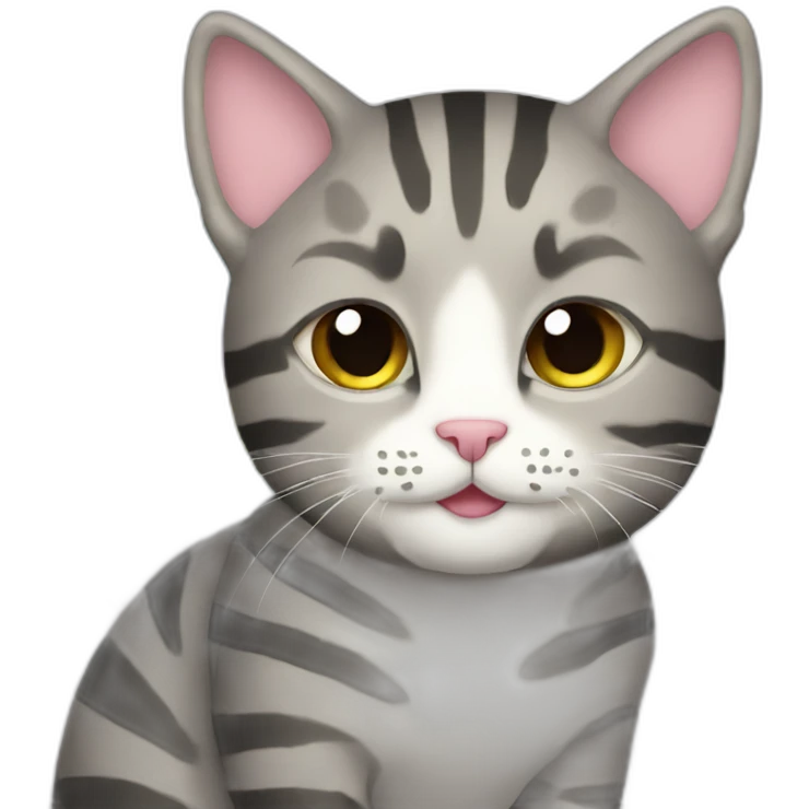 Gravel striped cat with rainbow emoji