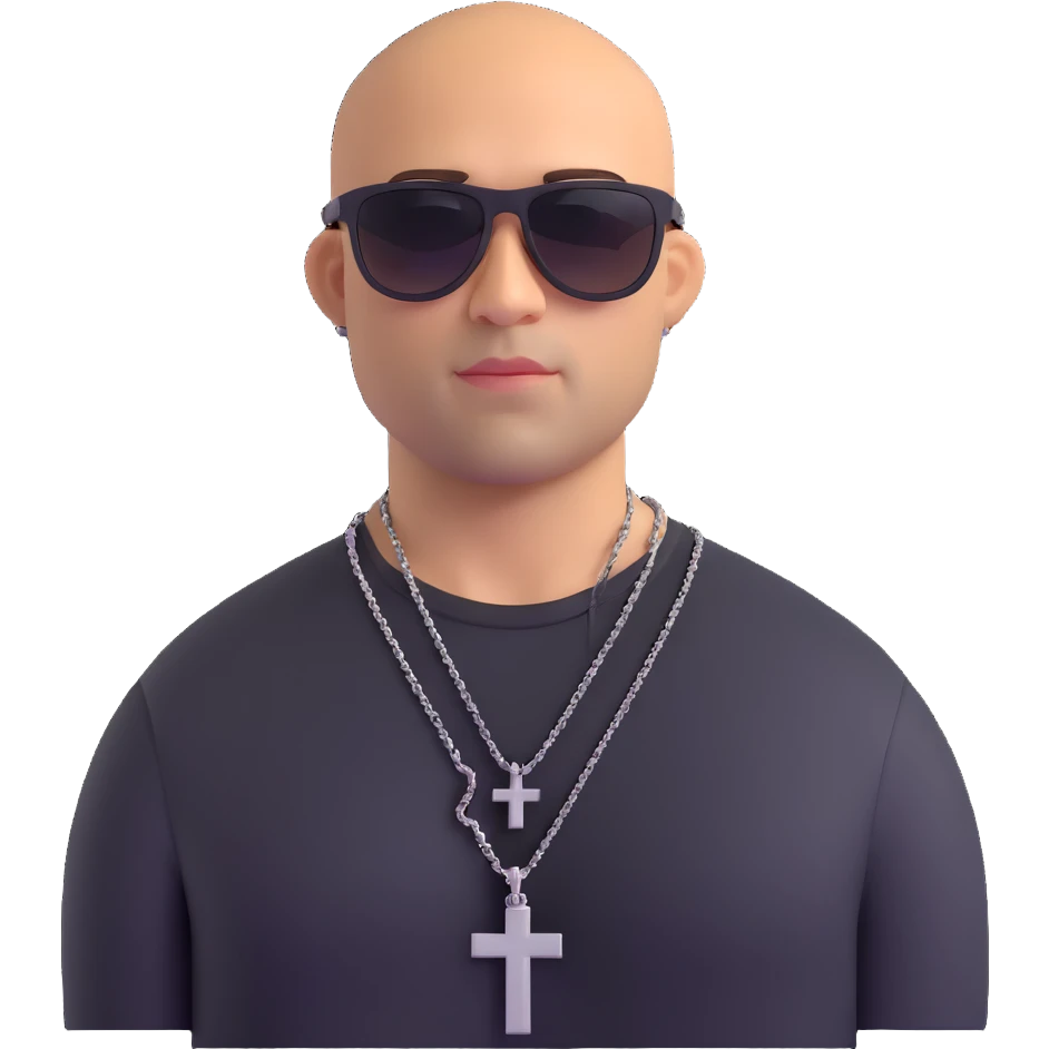 Dominic Toretto from Fast and Furious with sunglasses and cross necklace emoji