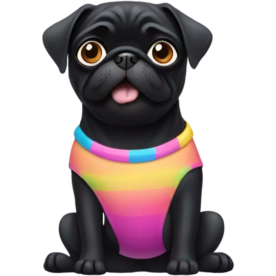 Black pug in a swimsuit emoji