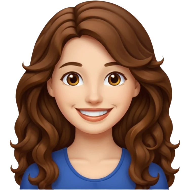 woman with long brown wavy hair emoji
