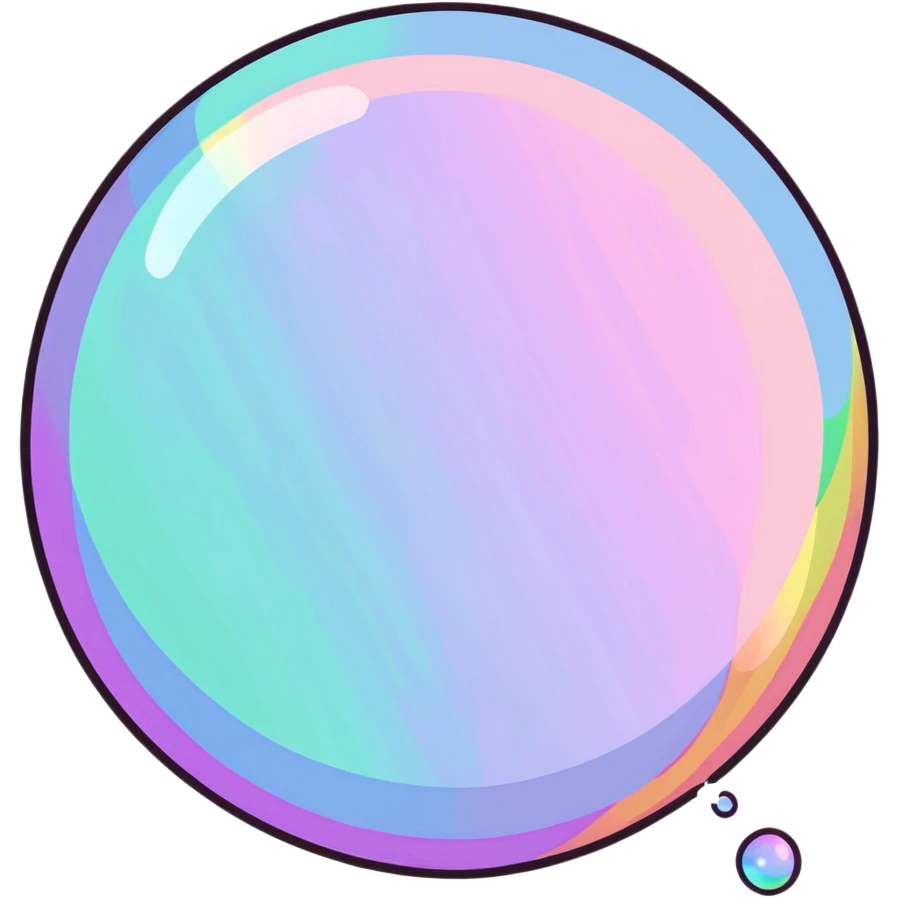 Iridescent soap bubble floating in the air with rainbow colors emoji