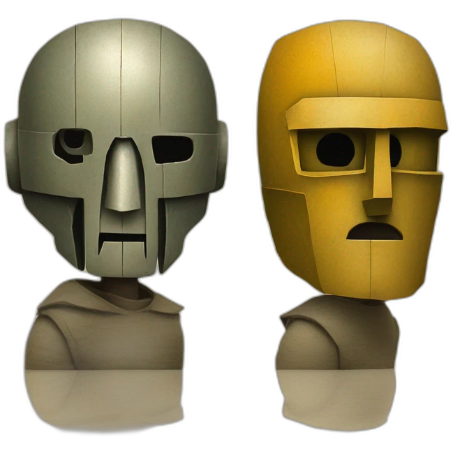 Angelus Novus do Paul Klee com máscara do MF Doom emoji