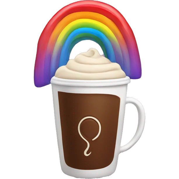 Rainbow coffee cup with hot coco  emoji