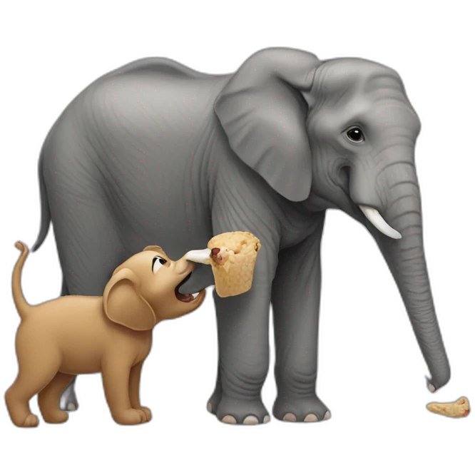 Elephant eating a dog emoji