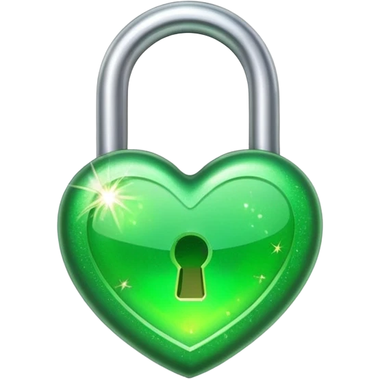 small green lock, simple and clear, matching the look of heart, sparkle, and fire emojis in Apple emoji style emoji