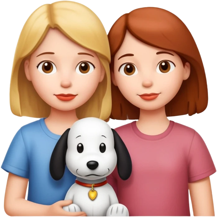 two girls with snoopy emoji