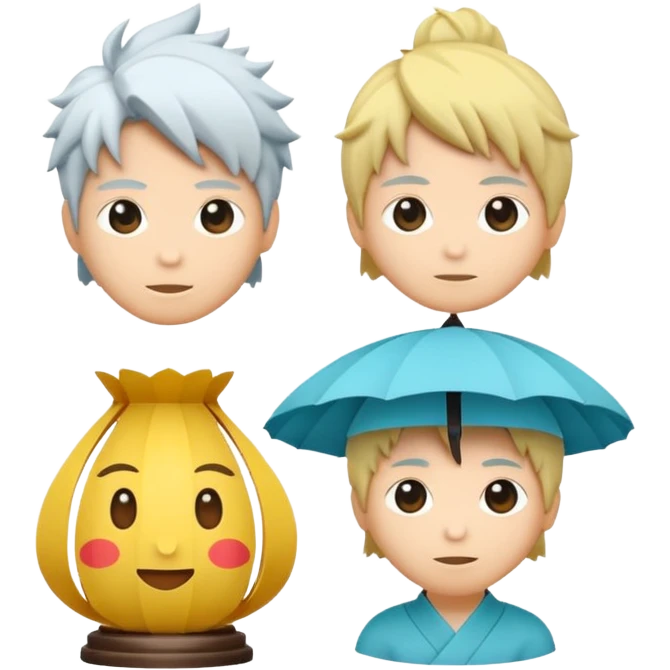  luminário japonesas roxas e ciano emoji